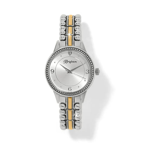 Silver and gold watch with 'Brighton' branding on a white background