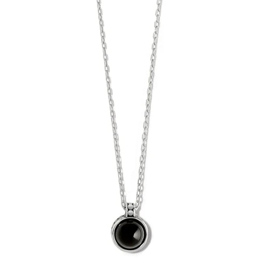 Necklace with a black pendant on a white background