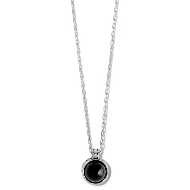 Necklace with a black pendant on a white background