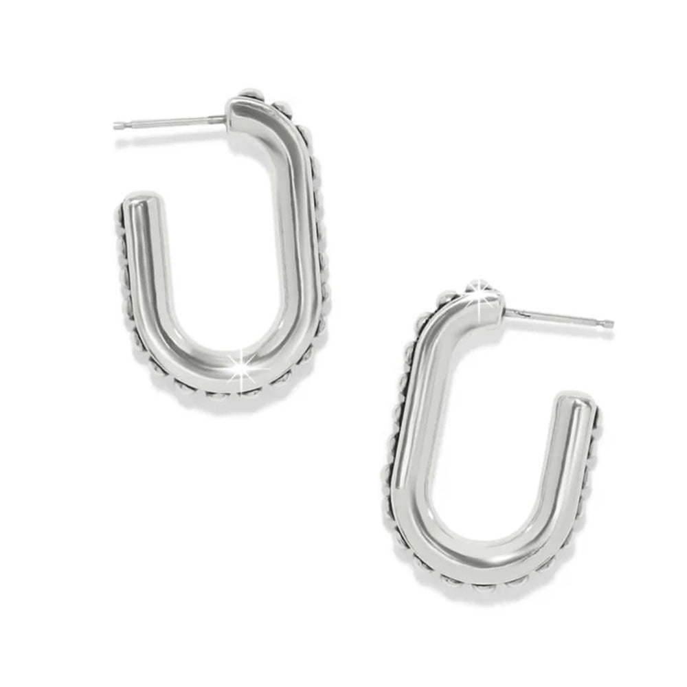Silver hoop earrings on a white background