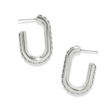 Silver hoop earrings on a white background