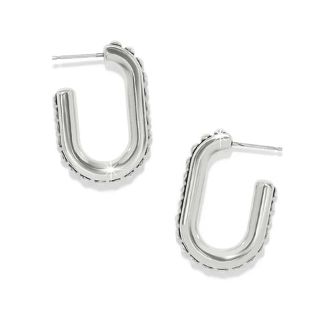 Silver hoop earrings on a white background