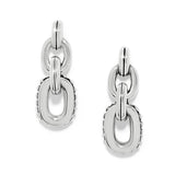 Pair of silver chain-link earrings on a white background