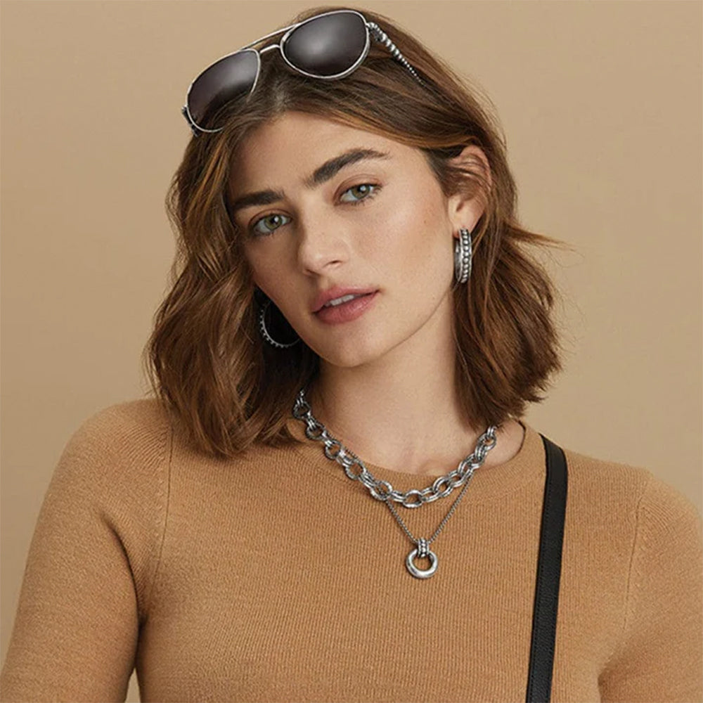 Brighton Pretty Tough Stud Large Hoop Earrings