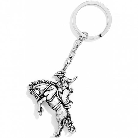 Silver horse-shaped keychain on a white background