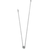 Silver necklace with a geometric pendant on a white background