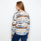 Charlie B Stream Drop Shoulder Reversible Printed Crew Neck Sweater