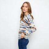 Charlie B Stream Drop Shoulder Reversible Printed Crew Neck Sweater