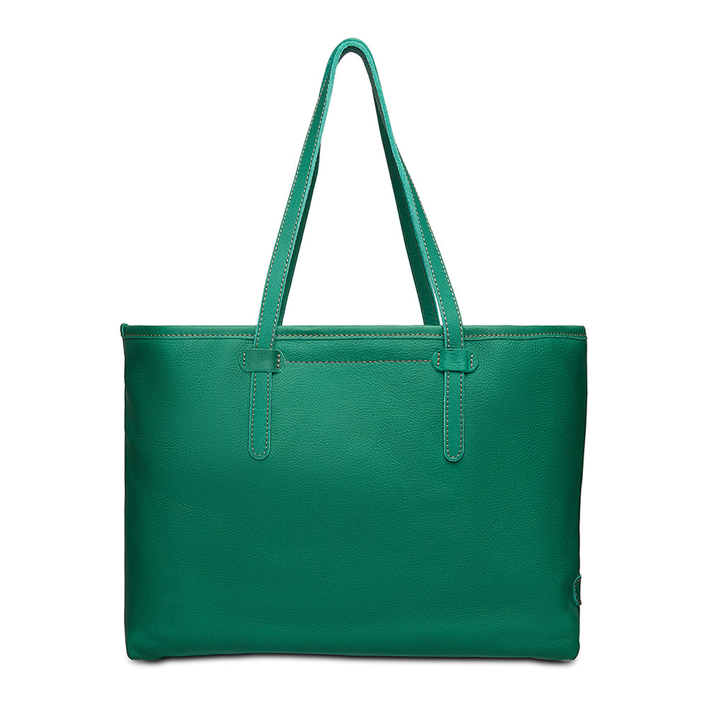 Green handbag on a white background