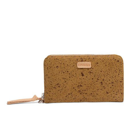 Cork wallet with visible brand name on a white background