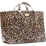 Leopard print tote bag on a white background