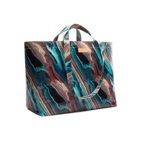 Marbled patterned tote bag on a white background