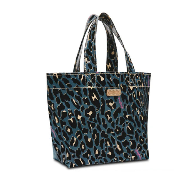 Leopard print tote bag on a white background