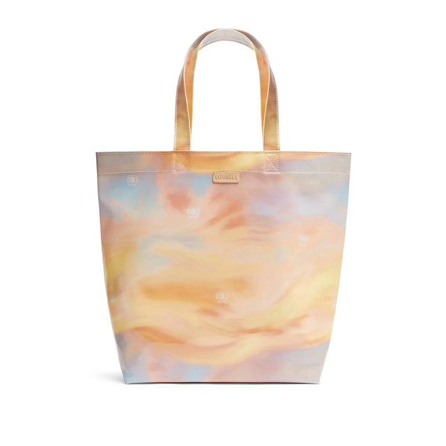 Tote bag with a floral design on a white background