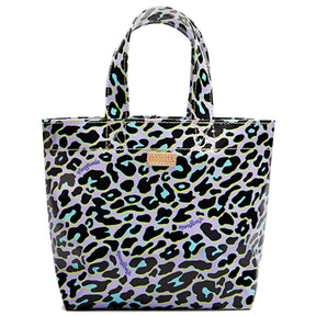 Tote bag with leopard print pattern on a white background