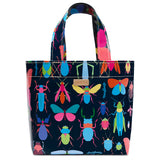 Black shoulder bag with insects on it