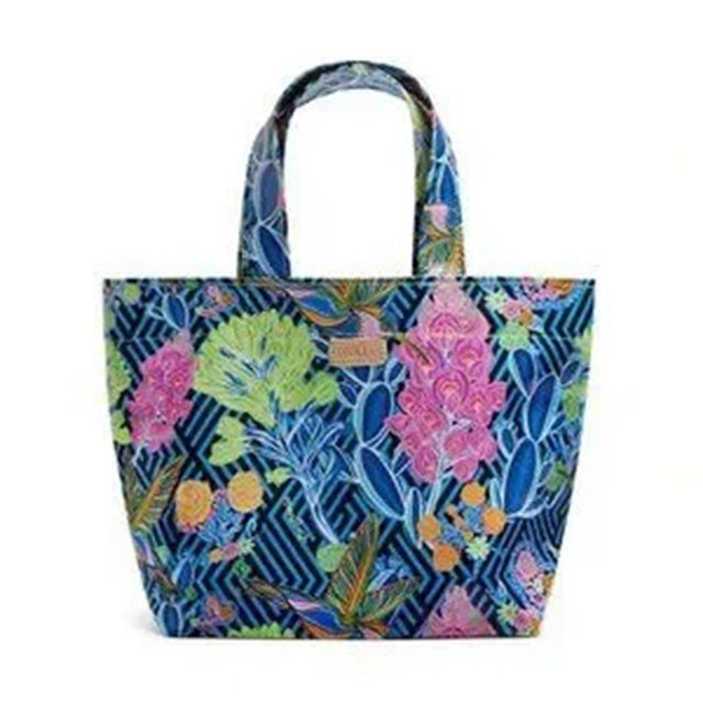 Floral patterned tote bag on a white background