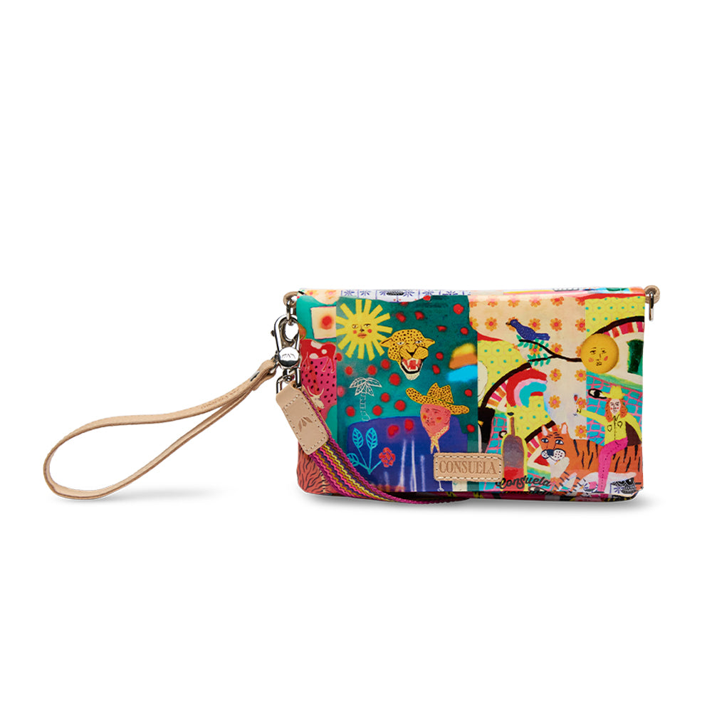 Colorful wristlet with animal illustrations on a white background