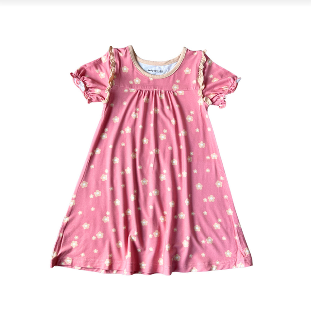 Little girl pink floral print nightgown
