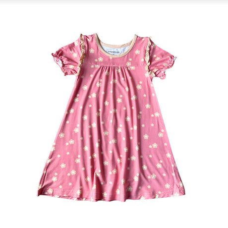 Little girl pink floral print nightgown