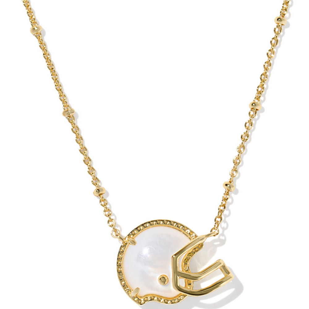 Necklace with a football helmet pendant on a white background