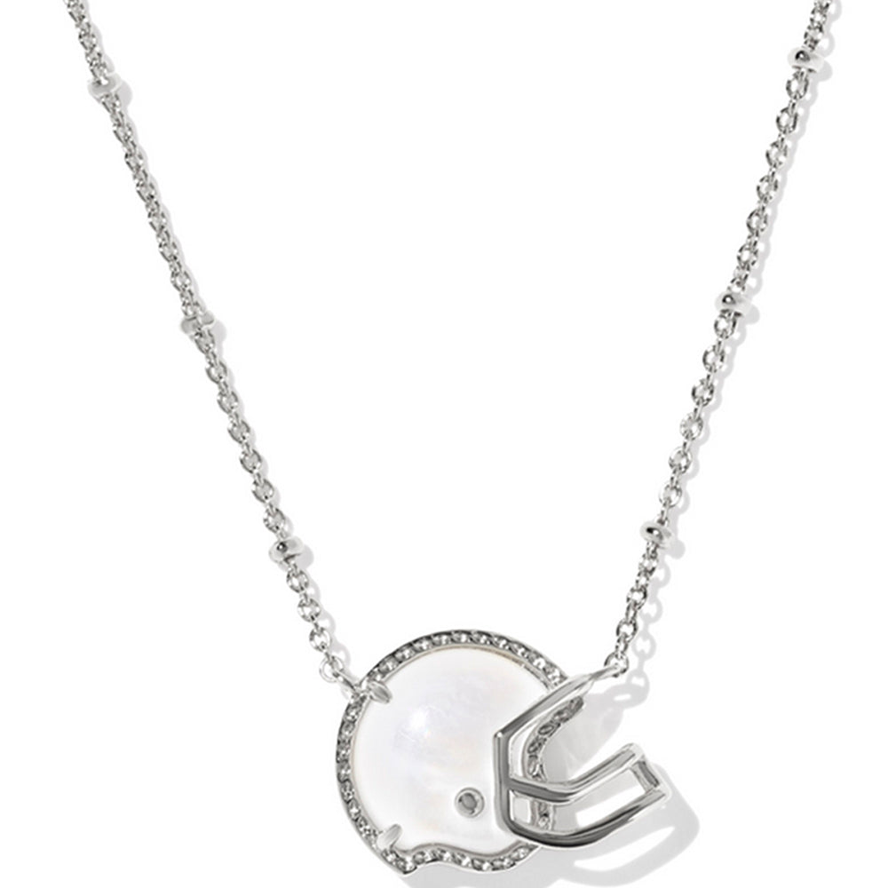 Necklace with a helmet-shaped pendant on a white background