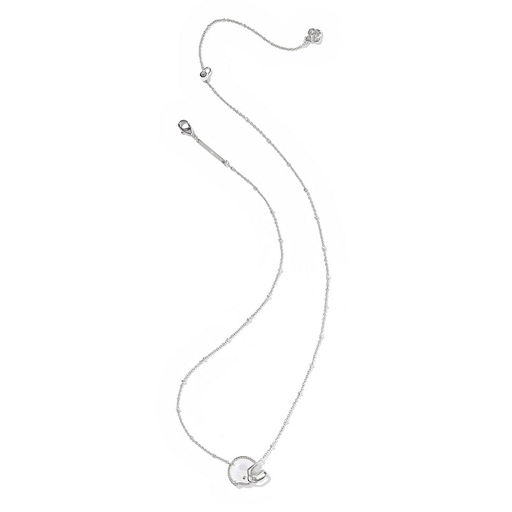 Silver necklace with a football helmet pendant on a white background