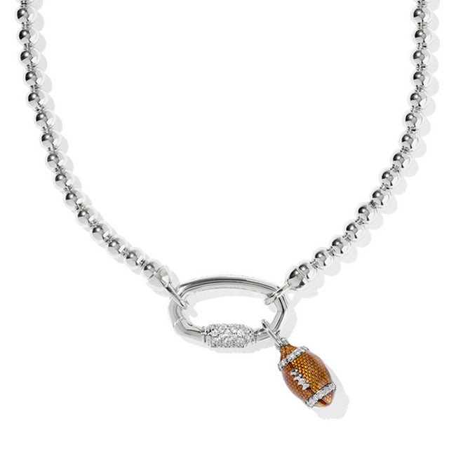 Necklace with a football pendant on a white background