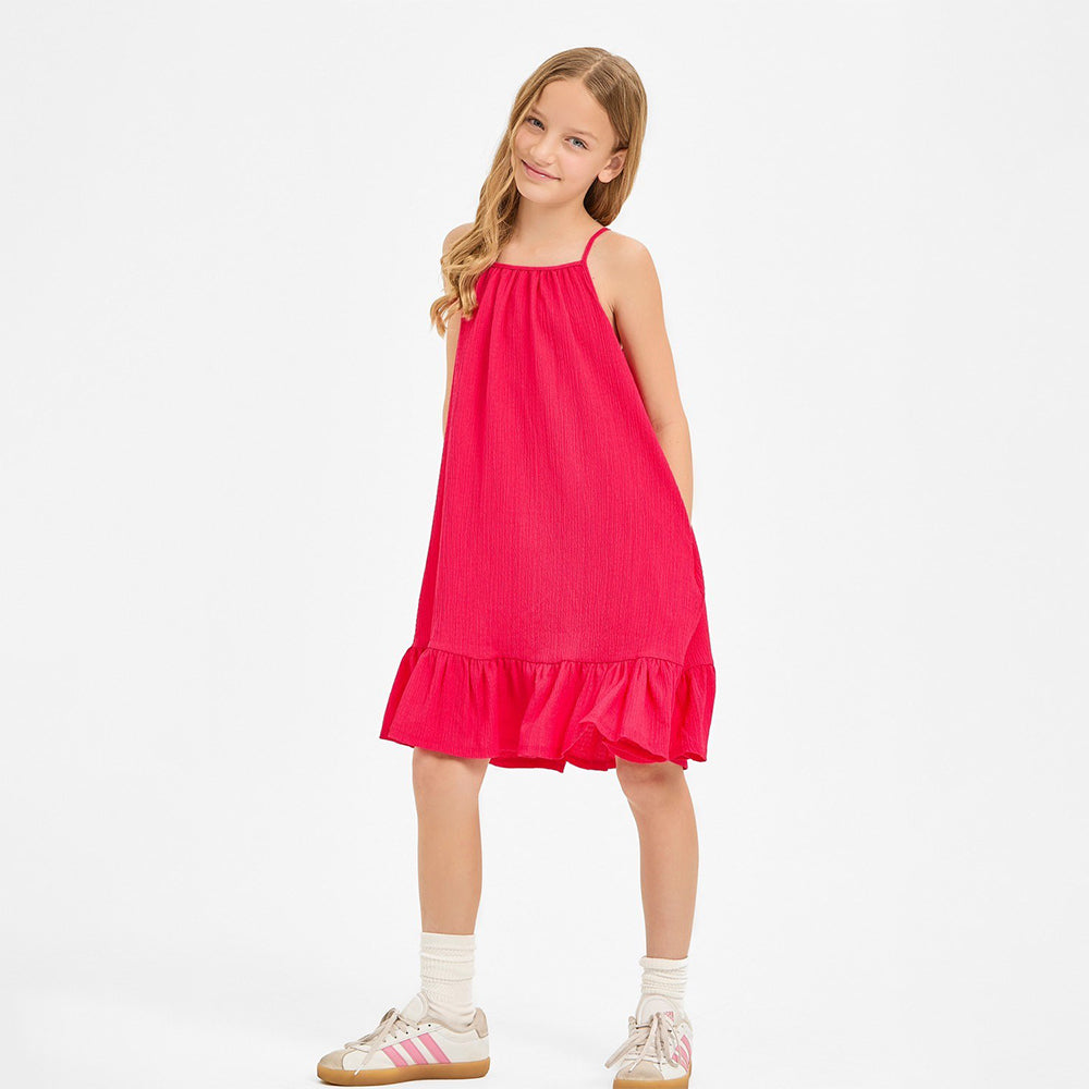 Good Girl Cherry Adj. Tied Ruffle Dress