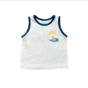 Little boys white tank with front and back print