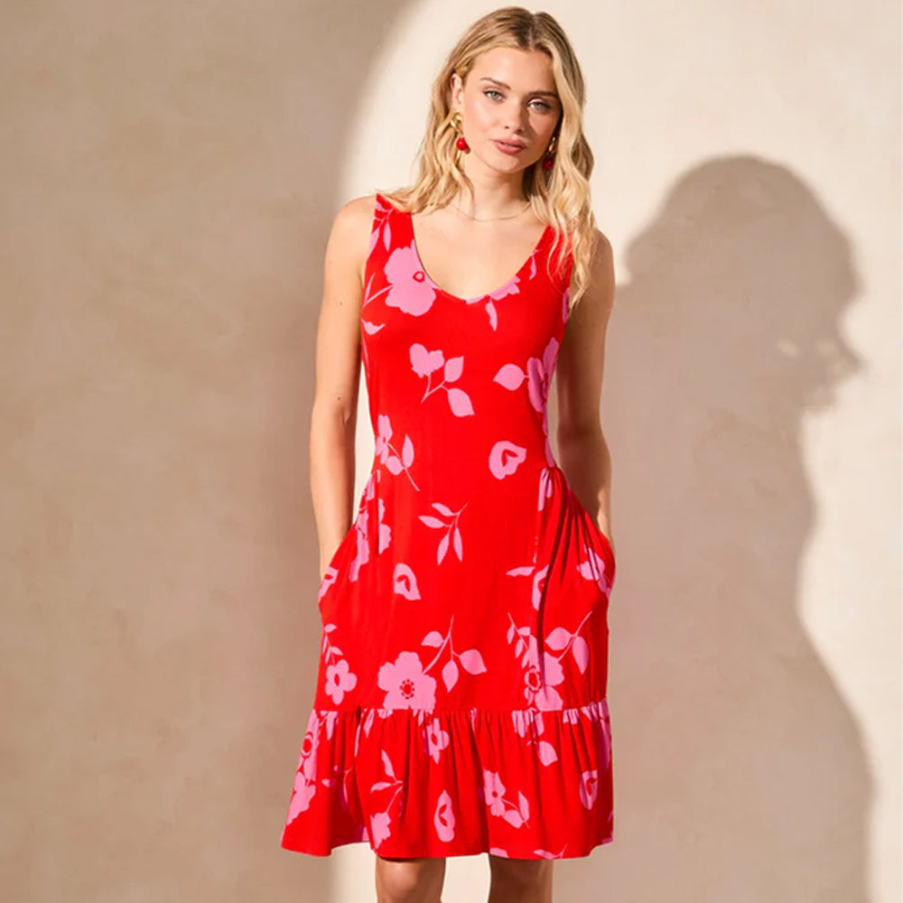 Tribal Clothing Co Printed Sleeveless Dress-Poppy