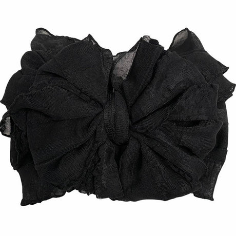 Black flower-shaped headband on a white background
