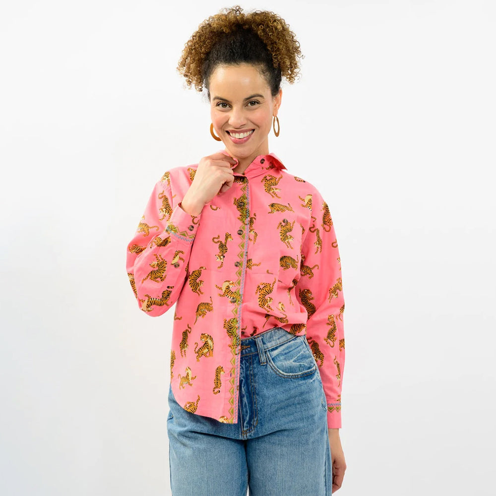 Ivy Jane Coral Tiger Camp Shirt