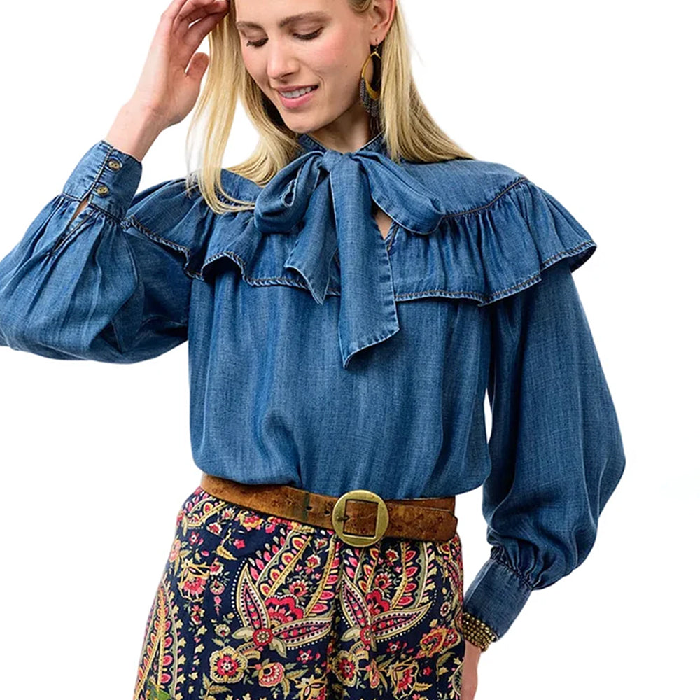 Ivy Jane Indigo Denim Bow Top