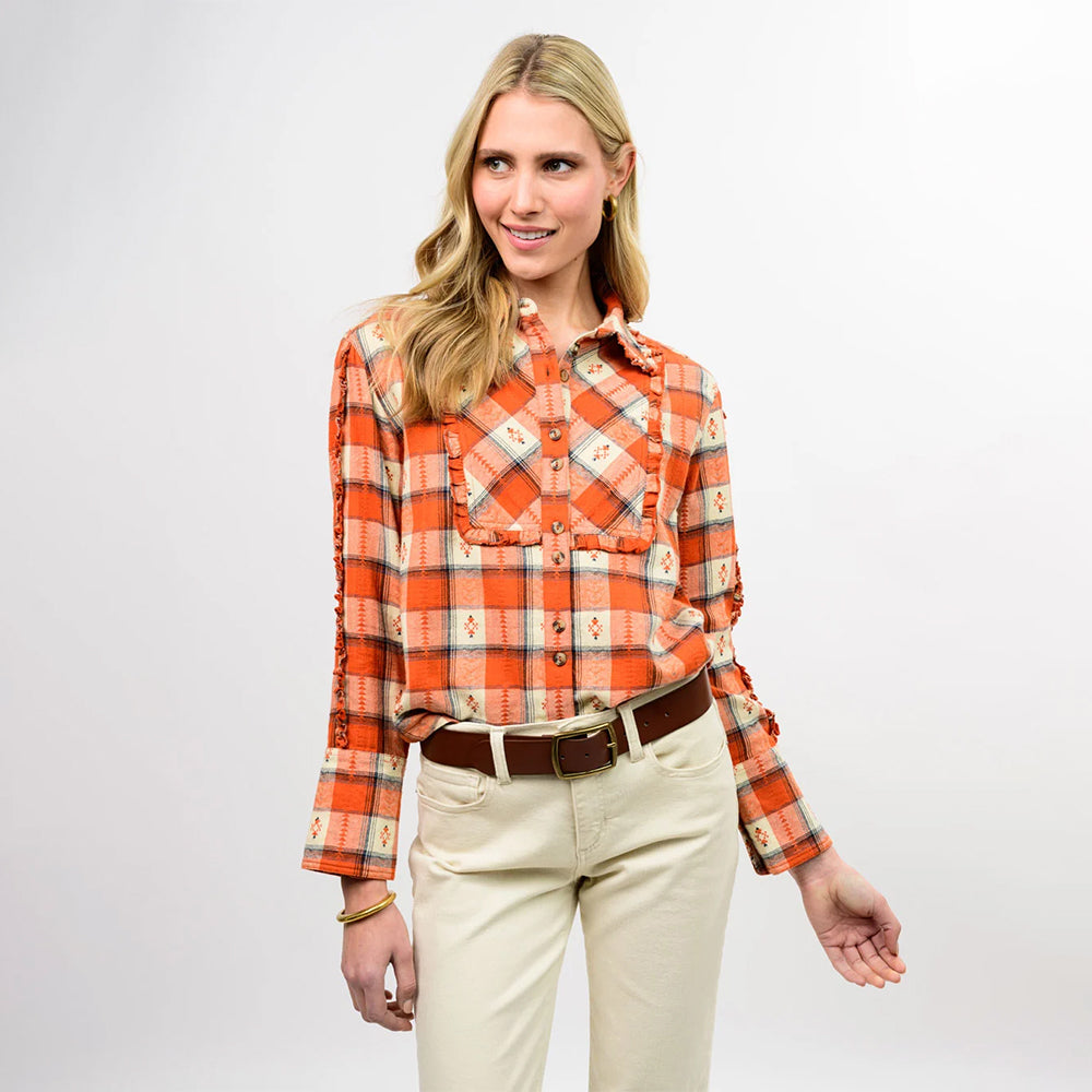 Ivy Jane Orange Shirt with Bib and Frills