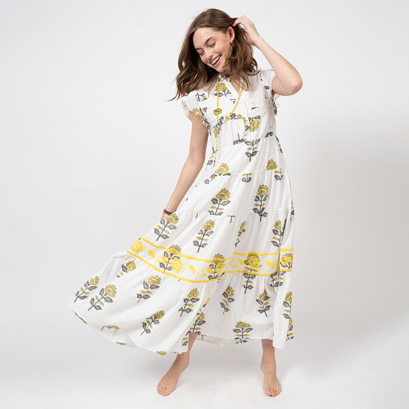 Serena Yellow Flowers Dress