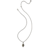 Silver necklace with a pendant on a white background