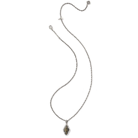 Silver necklace with a pendant on a white background