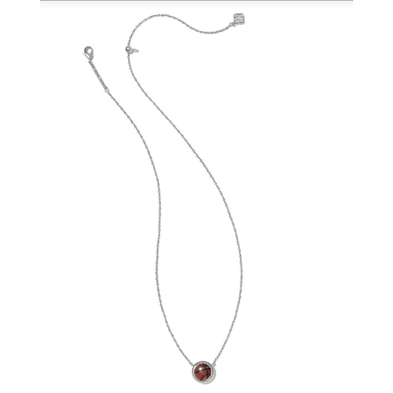 Kendra Scott Basketball Short Pendant Necklace Silver Orange Goldstone