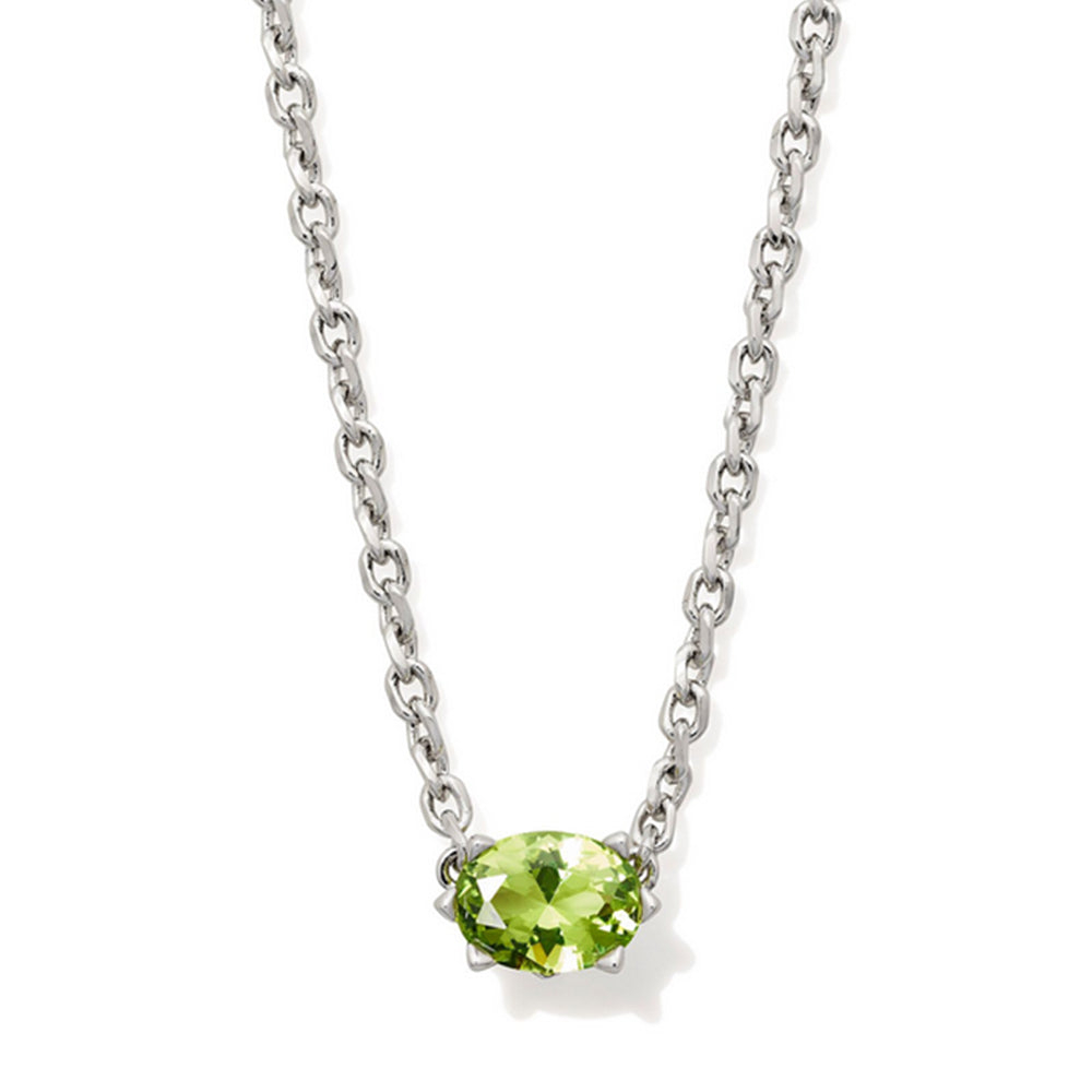 Silver necklace with August birthstone