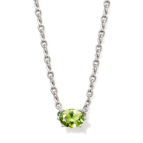 Silver necklace with August birthstone