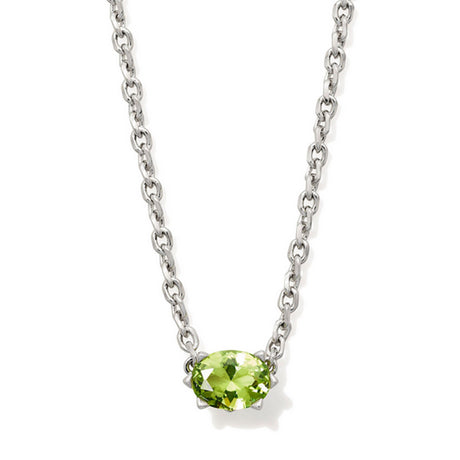 Silver necklace with August birthstone