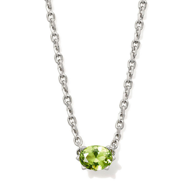 Silver necklace with August birthstone