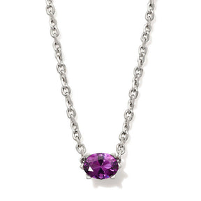 Silver necklace with February birthstone