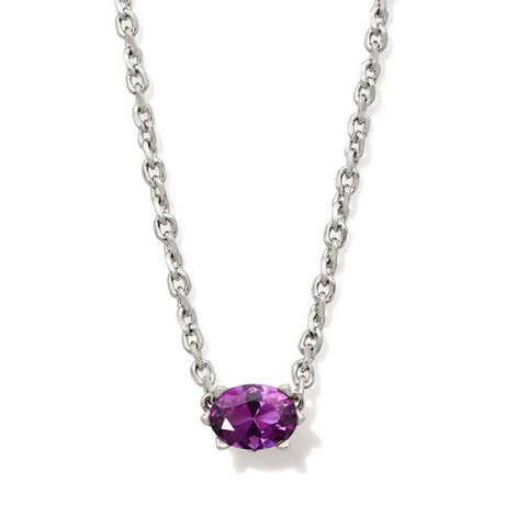 Silver necklace with February birthstone