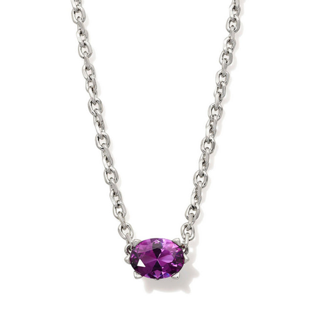 Silver necklace with February birthstone