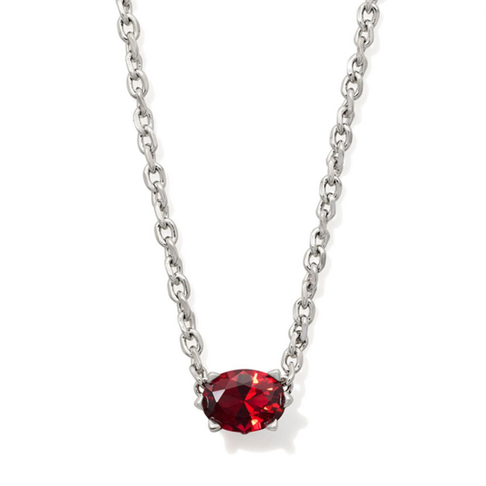 Silver necklace with January birthstone
