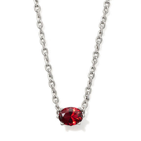 Silver necklace with January birthstone