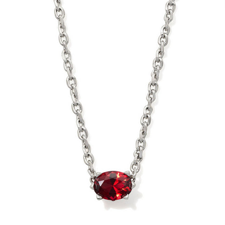Silver necklace with January birthstone