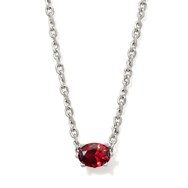 Silver necklace with January birthstone